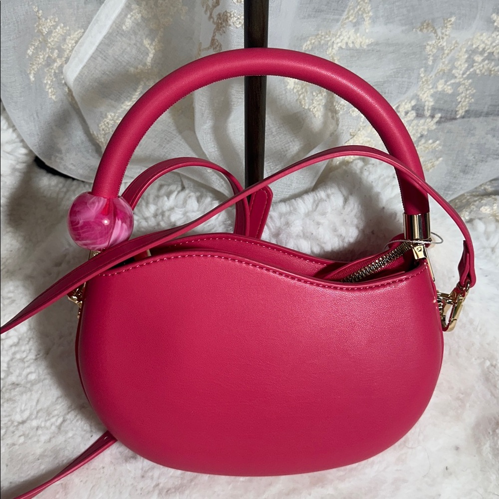 Anthropologie Melie Bianco raspberry crossbody leather bag - Picture 4 of 5